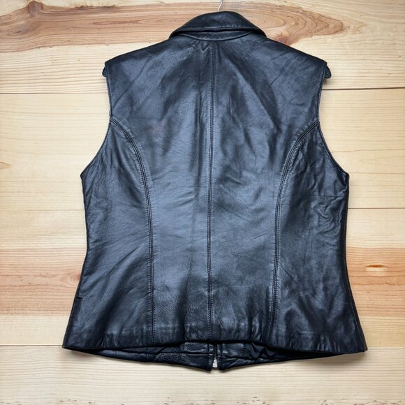 Vintage Luis Alvear Leather Vest Womens Large Black Full Zip Soft - Picture 12 of 14
